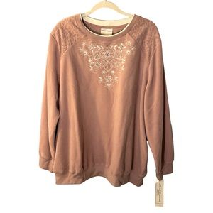 NWT Alfred Dunner Pink Bedazzled Sweater Women's 3X 100% Polyester